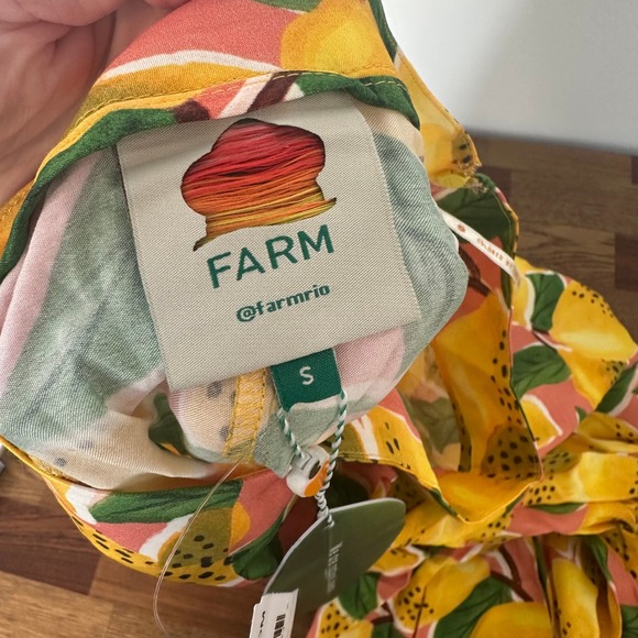 Farm Rio Fresh Lemons Midi Skirt Small NWT $165 Bright Vacation Fruit Novelty - Picture 3 of 10